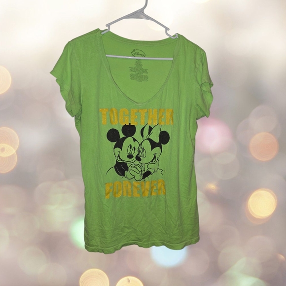 Disney Mickey & Minnie “Together Forever” Graphic Tee | XXL | Green - Picture 1 of 3
